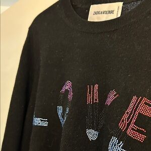 Zadig & Voltaire Black merino sweater  with Colorful Beaded Design